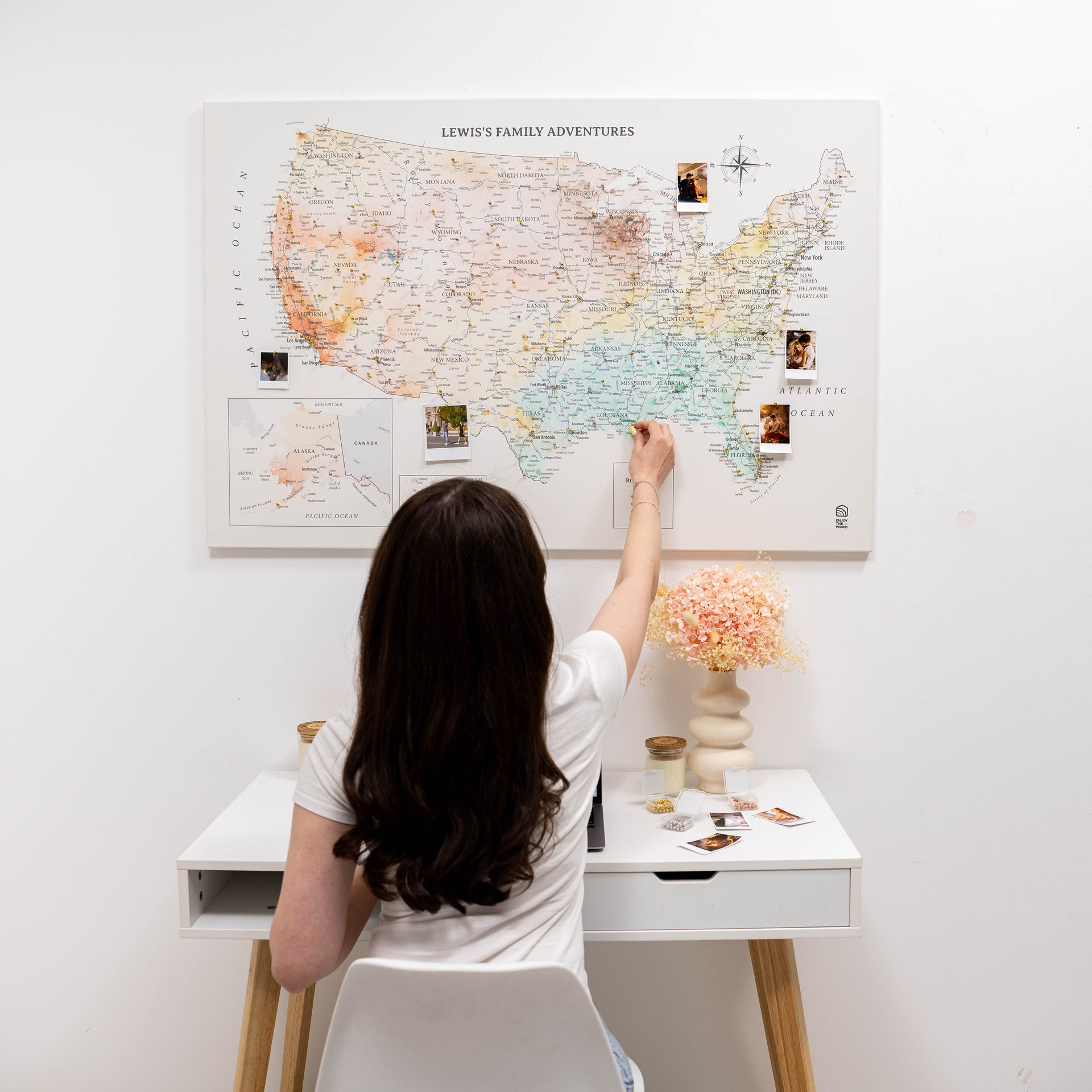 Colorful Wooden USA Map Wall Art for Nursery and Kids Rooms
