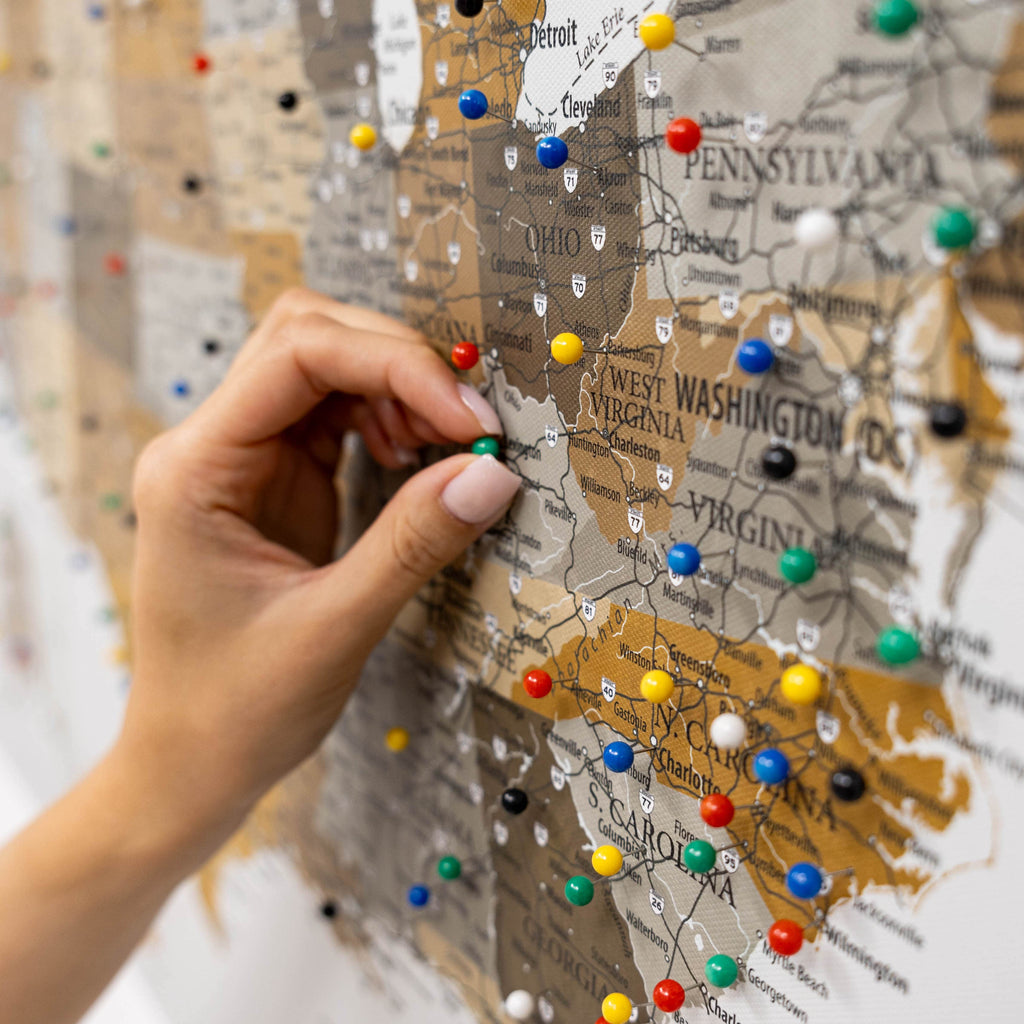 Wooden Canvas USA Map - Desert Modern Neutral Wall Art