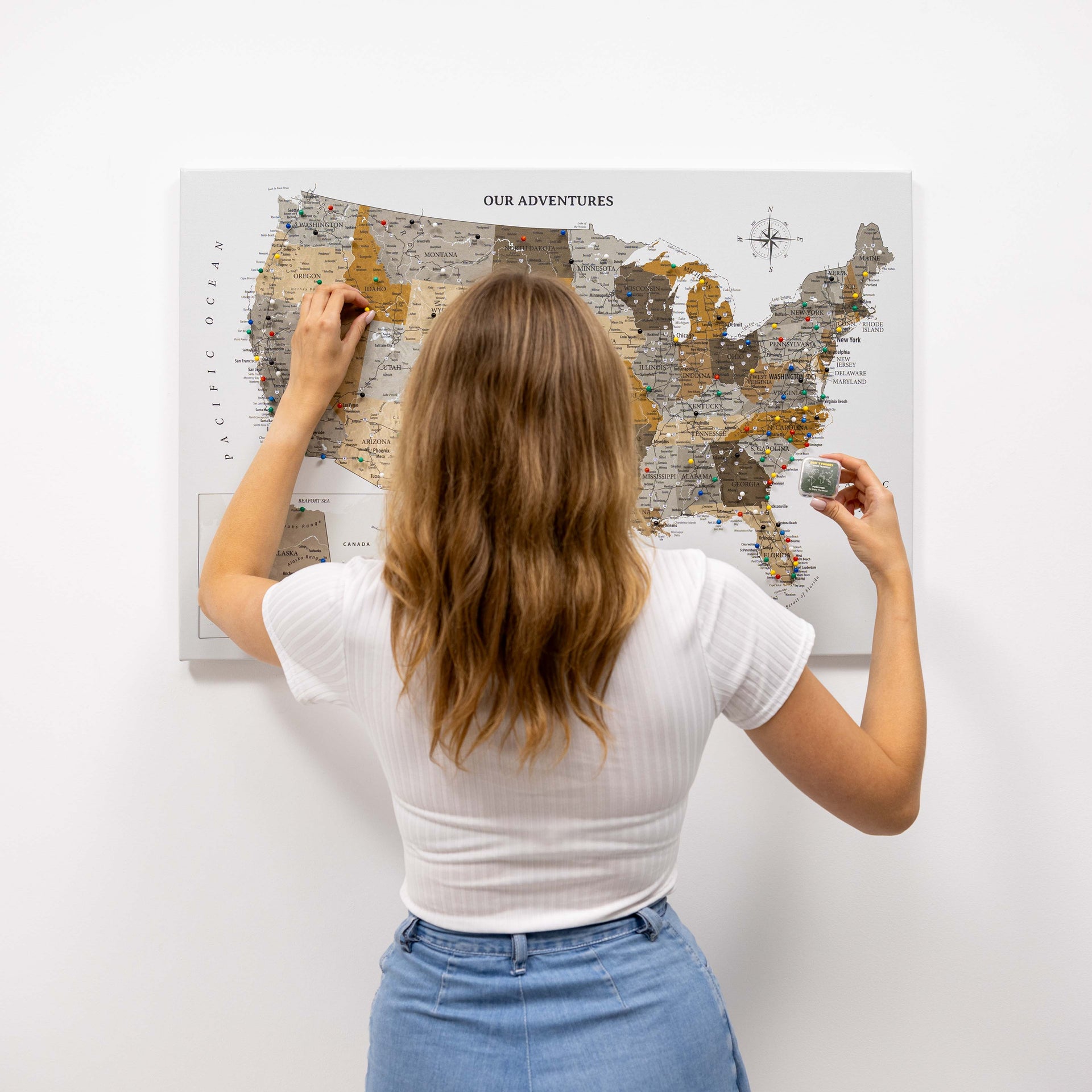 Wooden Canvas USA Map - Desert Modern Neutral Wall Art