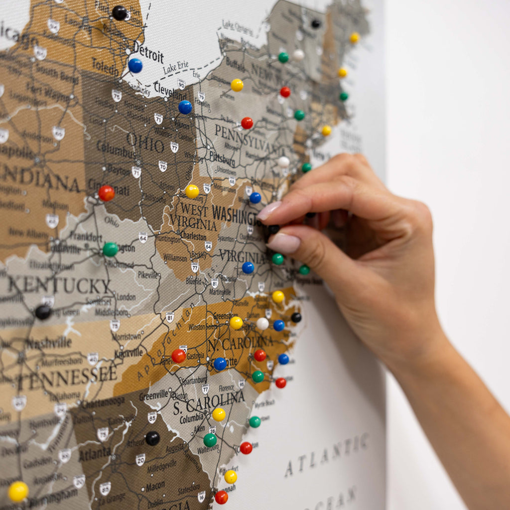 Wooden Canvas USA Map - Desert Modern Neutral Wall Art