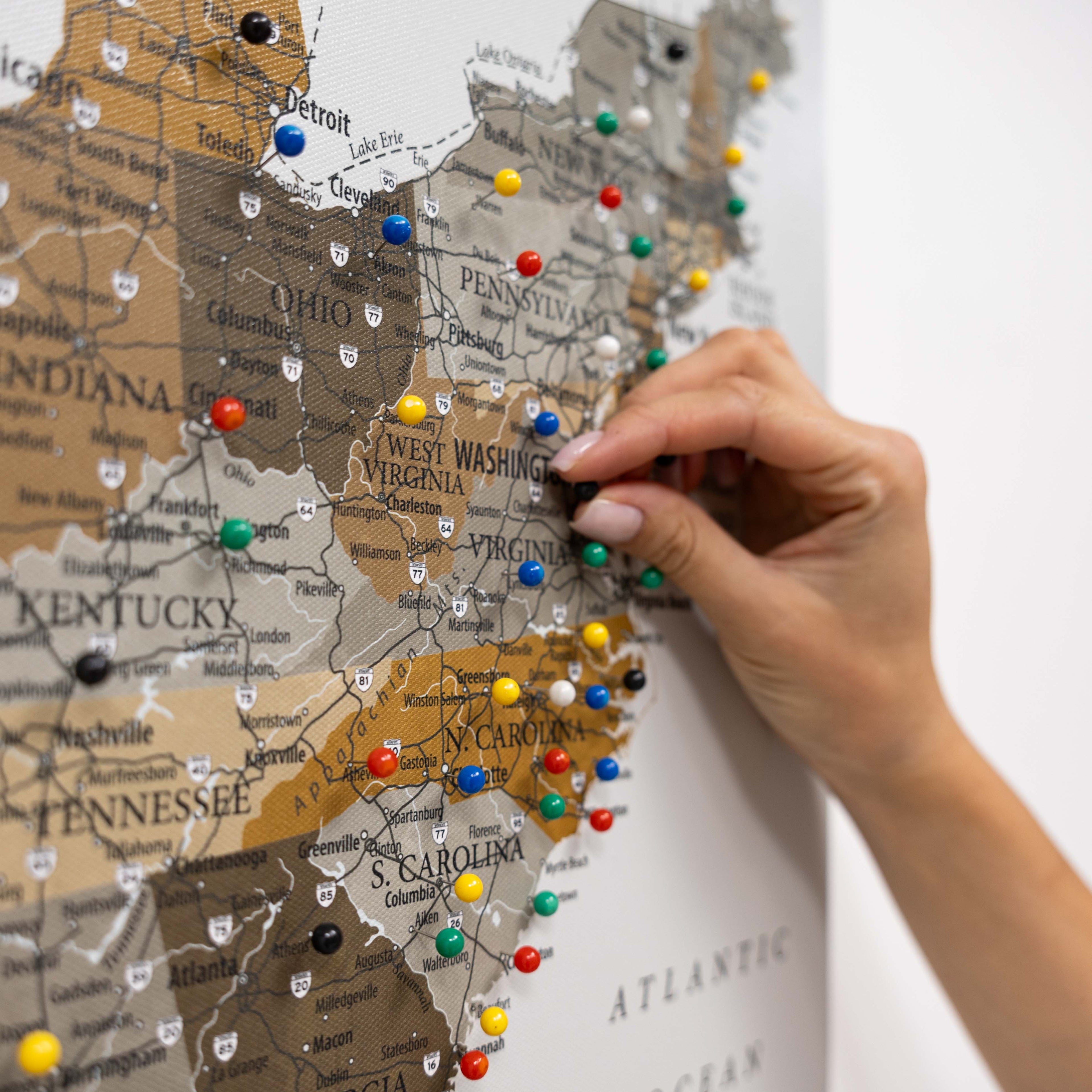 Wooden Canvas USA Map - Desert Modern Neutral Wall Art