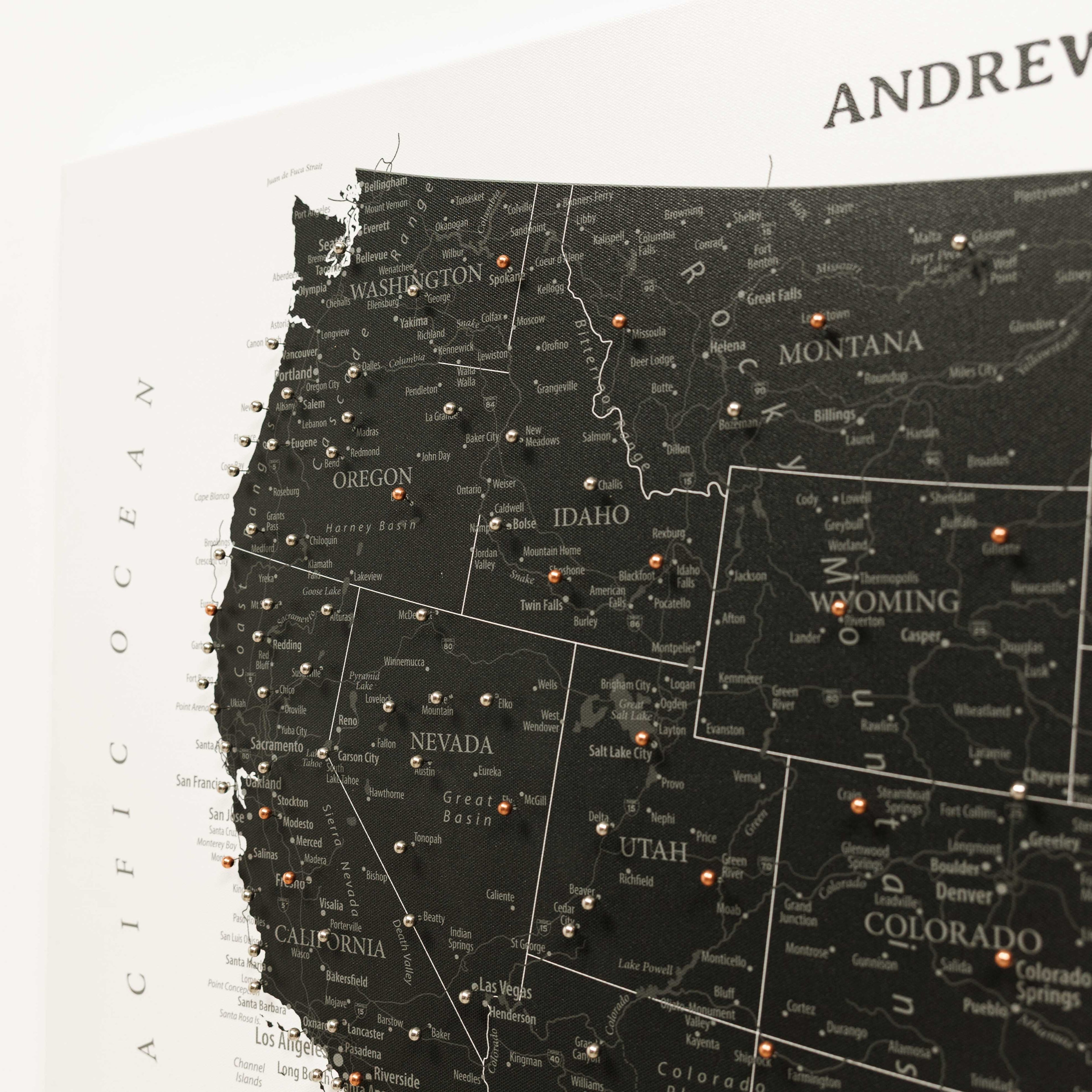 Onyx Wooden Canvas USA Map for Modern Wall Decor