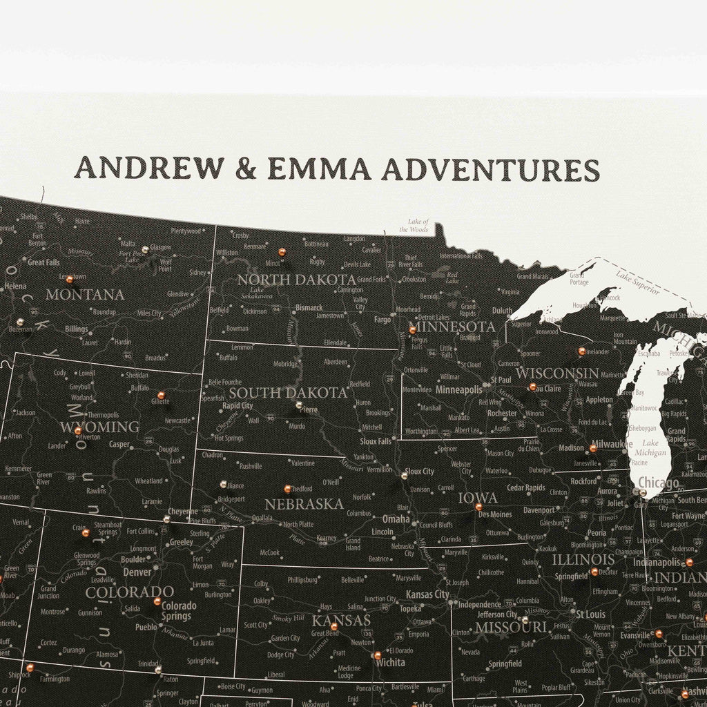 Onyx Wooden Canvas USA Map for Modern Wall Decor