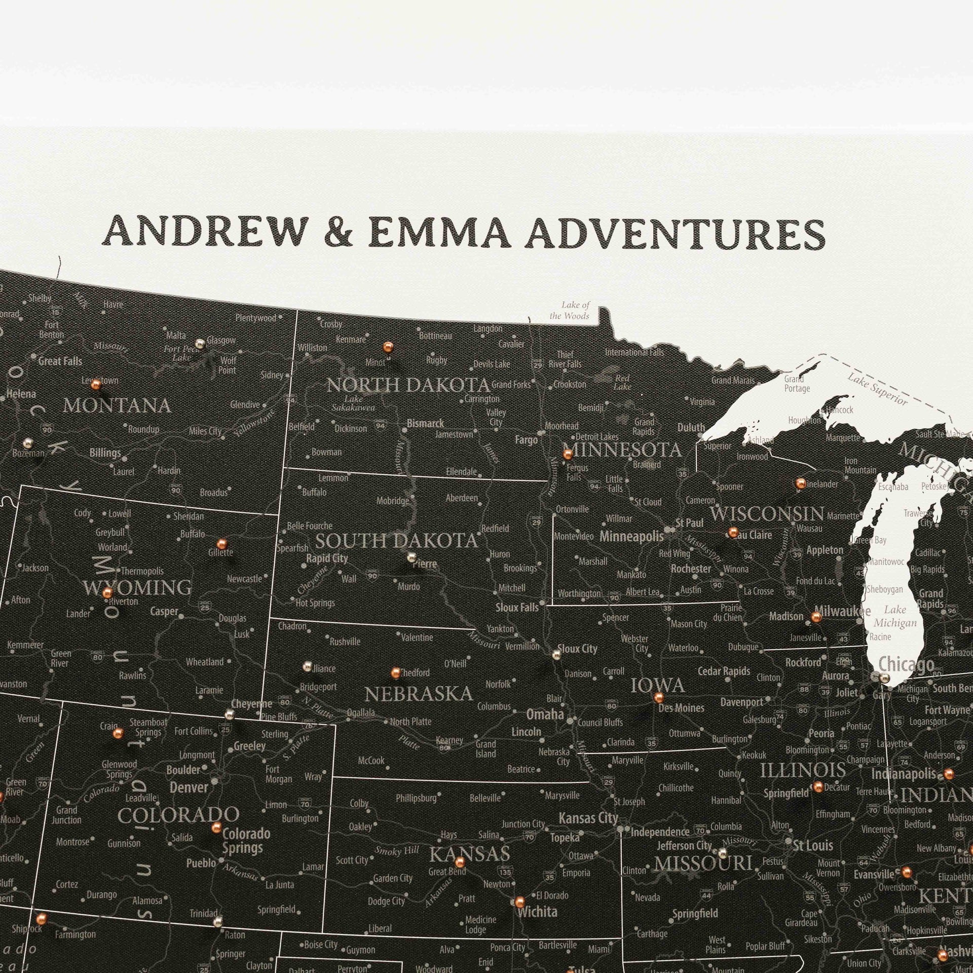 Onyx Wooden Canvas USA Map for Modern Wall Decor