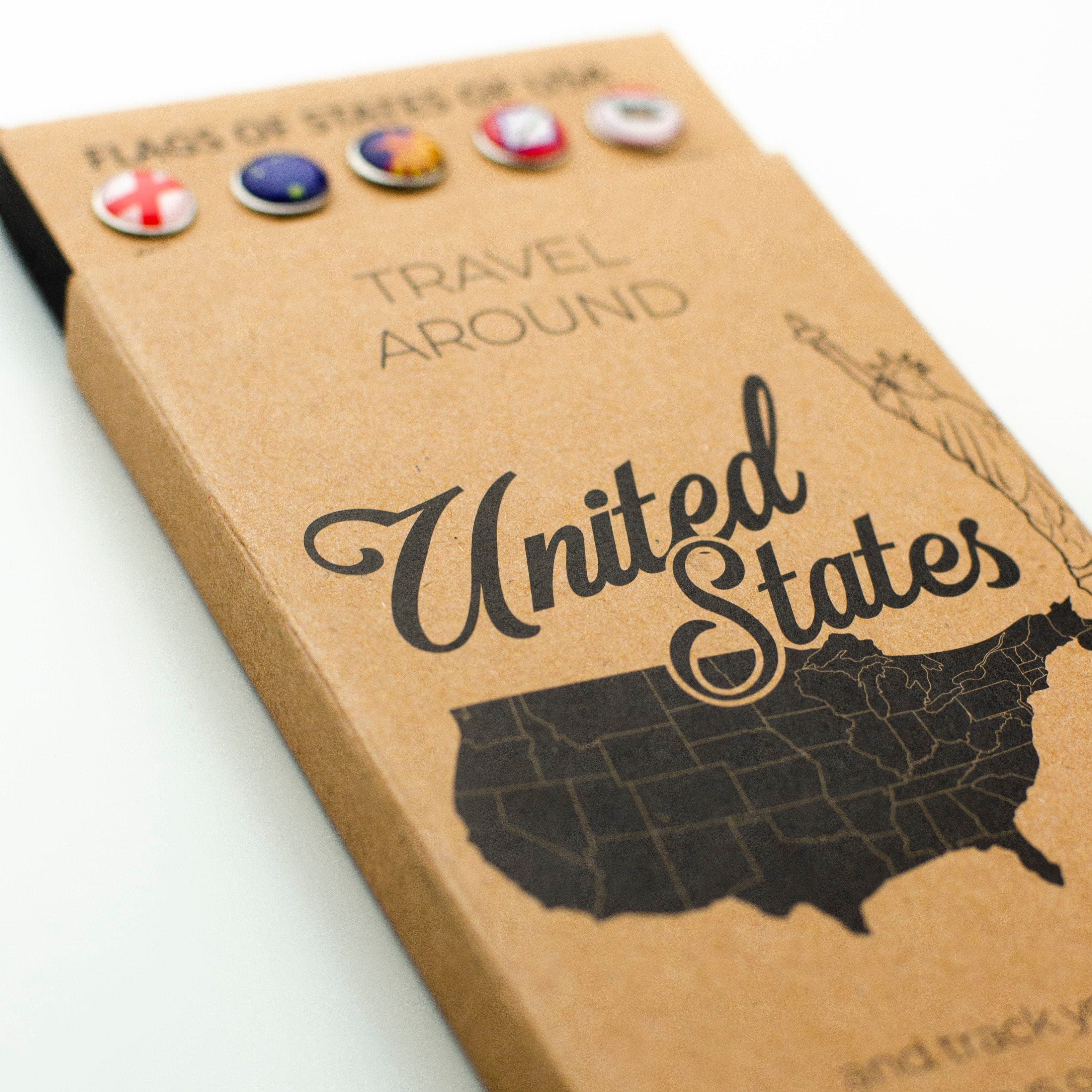 USA State Flag Map Push Pins for Travel Tracking & Decor