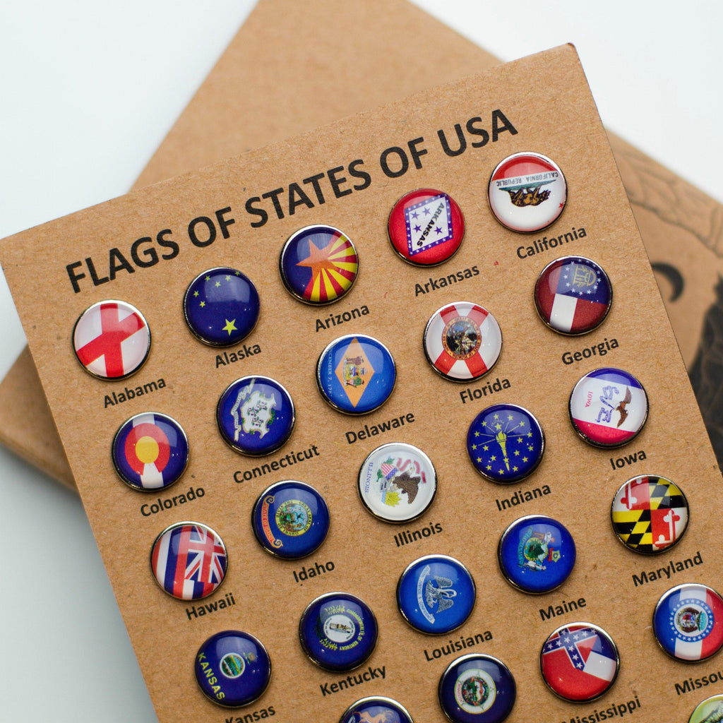 USA State Flag Map Push Pins for Travel Tracking & Decor