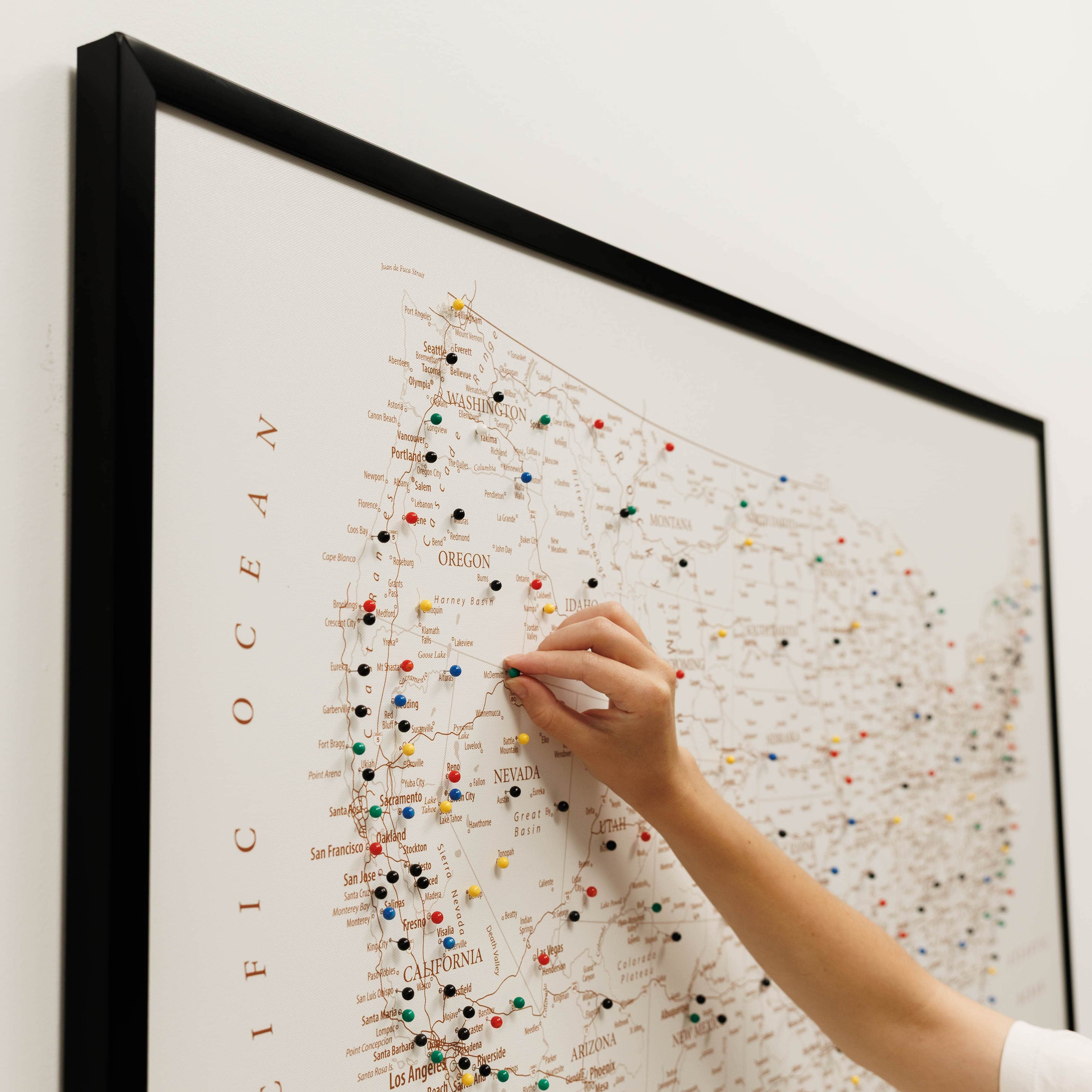 Minimalist Wooden Canvas USA Map in Beige