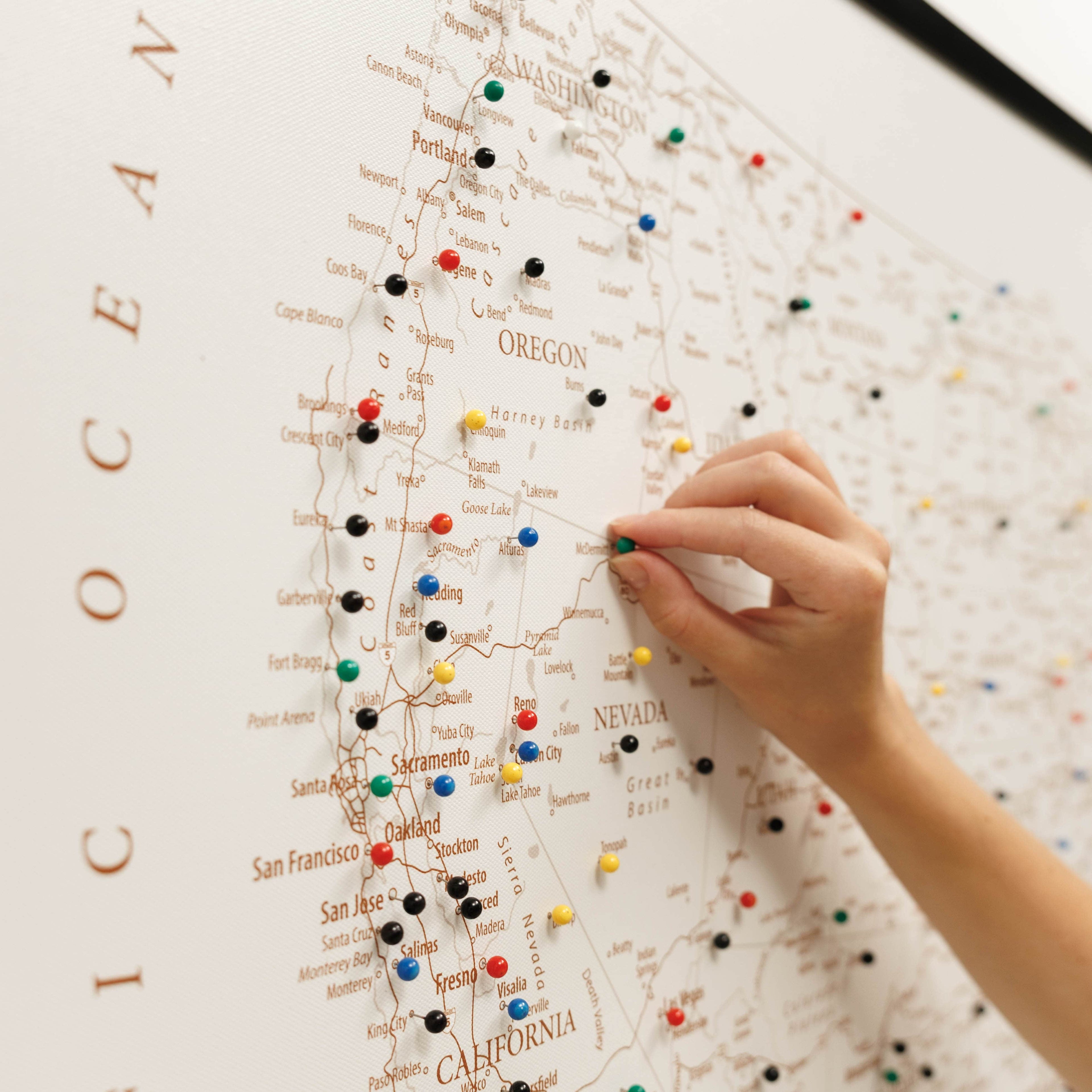 Minimalist Wooden Canvas USA Map in Beige