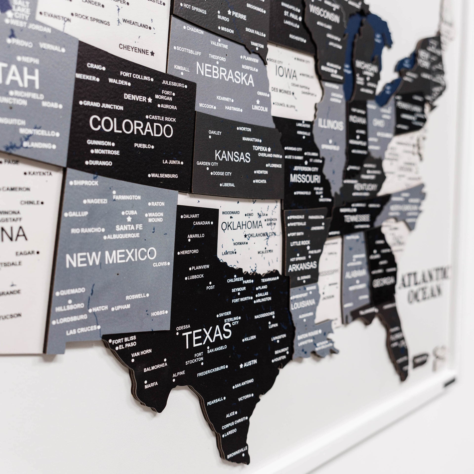 3D Wooden USA Map Wall Art Large Format Modern Minimalist Decor