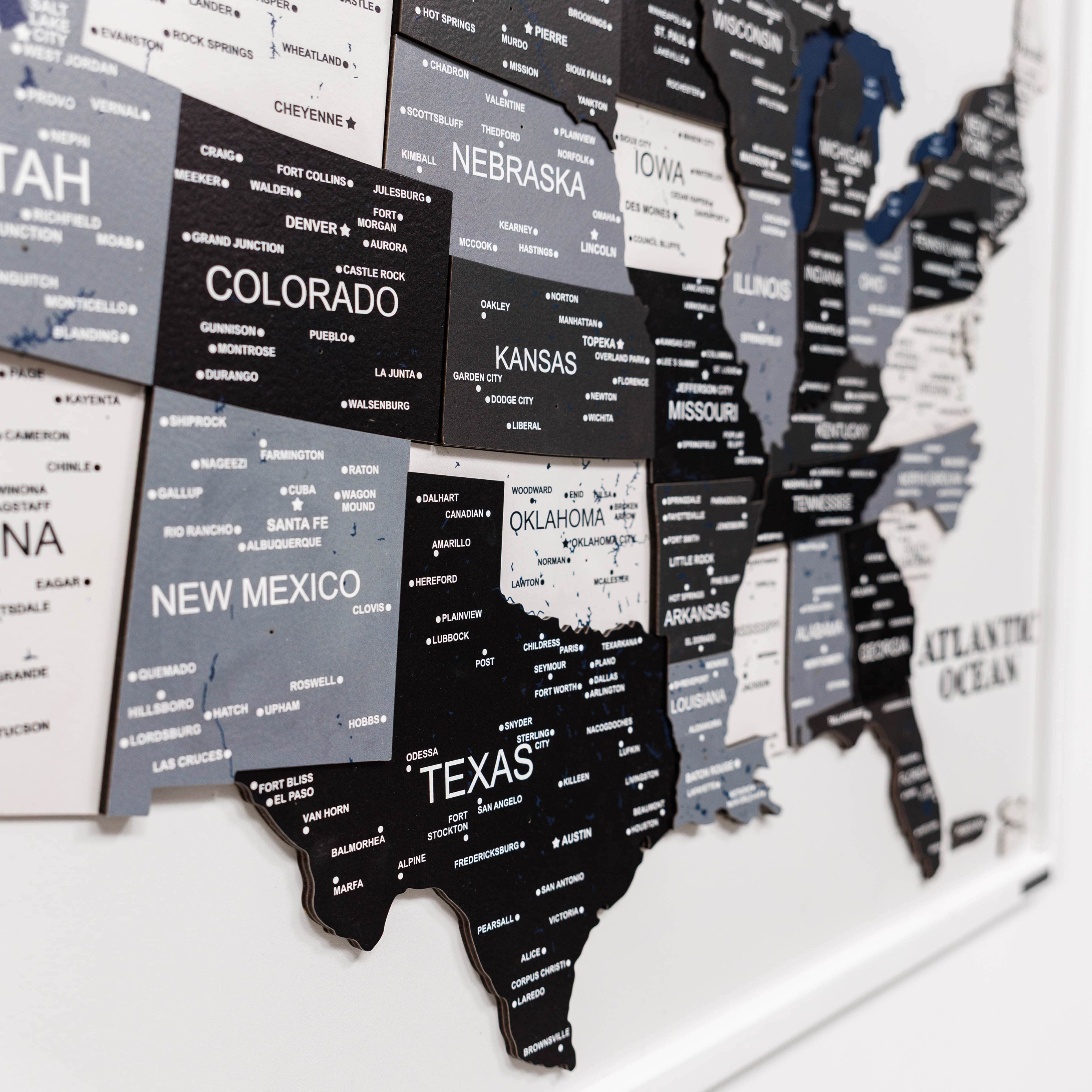 3D Wooden USA Map Wall Art Large Format Modern Minimalist Decor