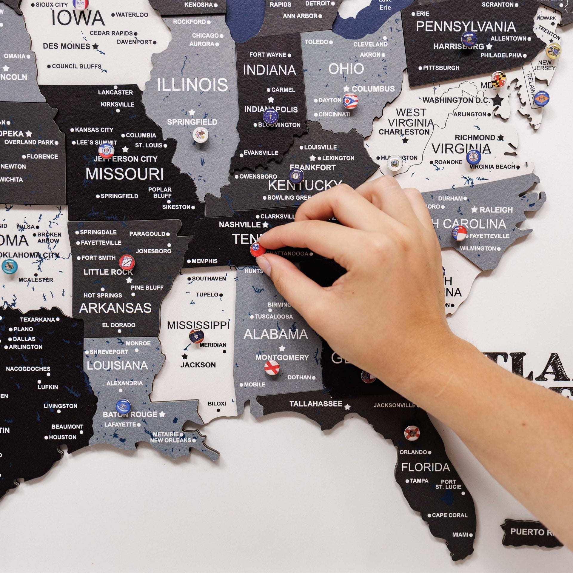 3D Wooden USA Map Wall Art Large Format Modern Minimalist Decor