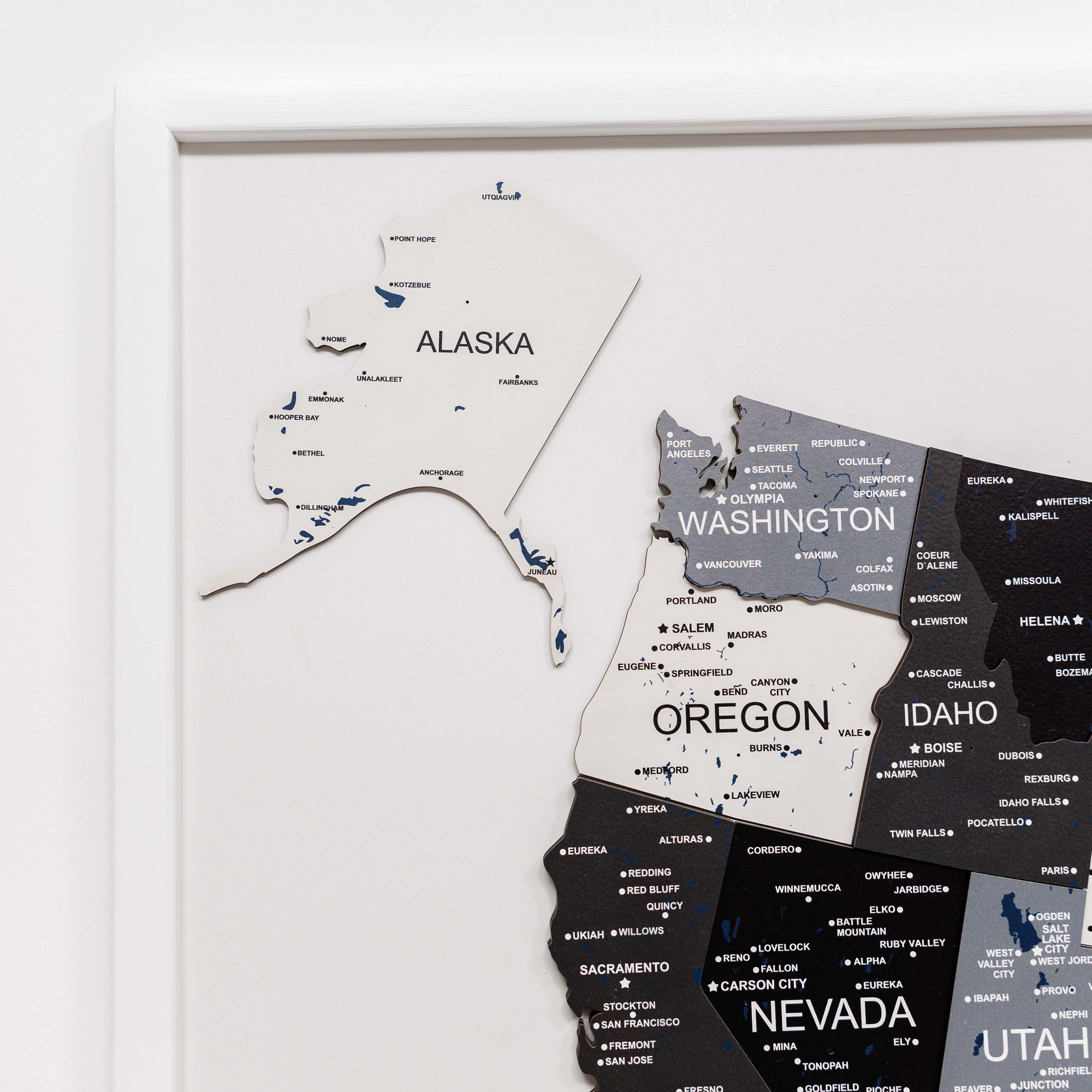 3D Wooden USA Map Wall Art Large Format Modern Minimalist Decor