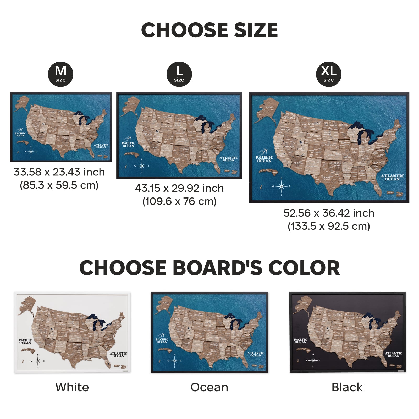 3D Wooden USA Map Wall Art Terra Minimalist Modern Home Decor