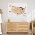 3D Wooden USA Map on Board in Gold