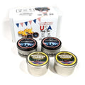 USA Party Box set with silver and black portable fire pits and citronella candles
