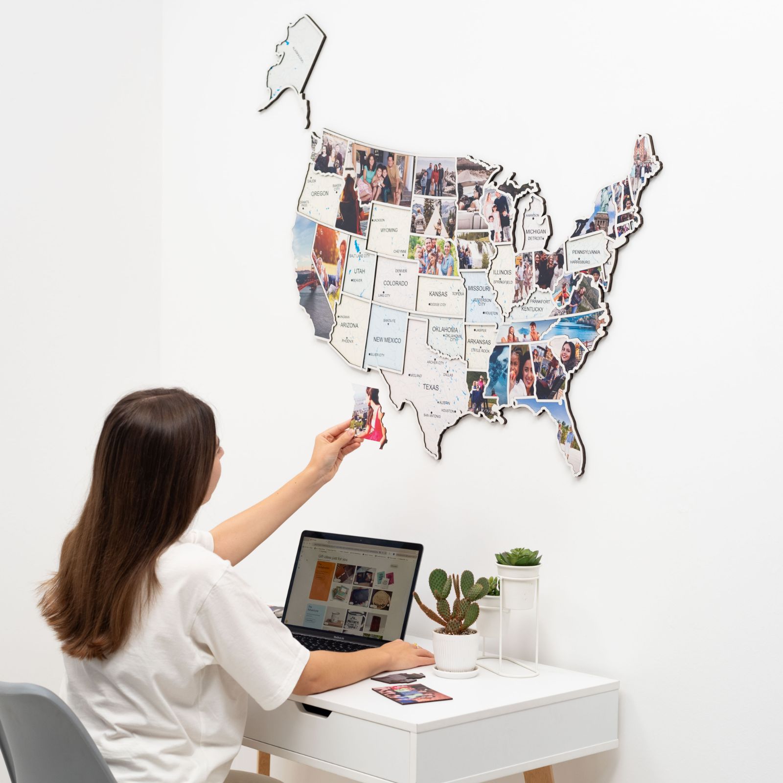 USA Photo Map in Pastel - Modern Travel Wall Decor