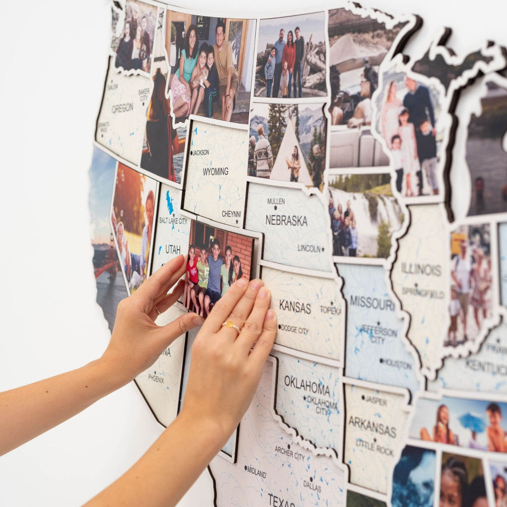 USA Photo Map in Pastel - Modern Travel Wall Decor