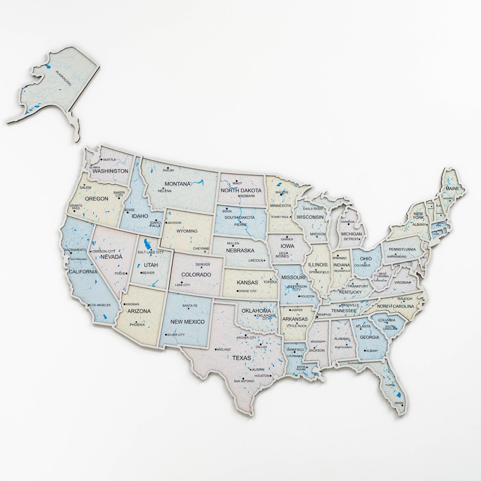 USA Photo Map in Pastel - Modern Travel Wall Decor