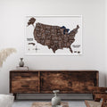 3D Wooden USA Map Wall Art in Dark Walnut Finish