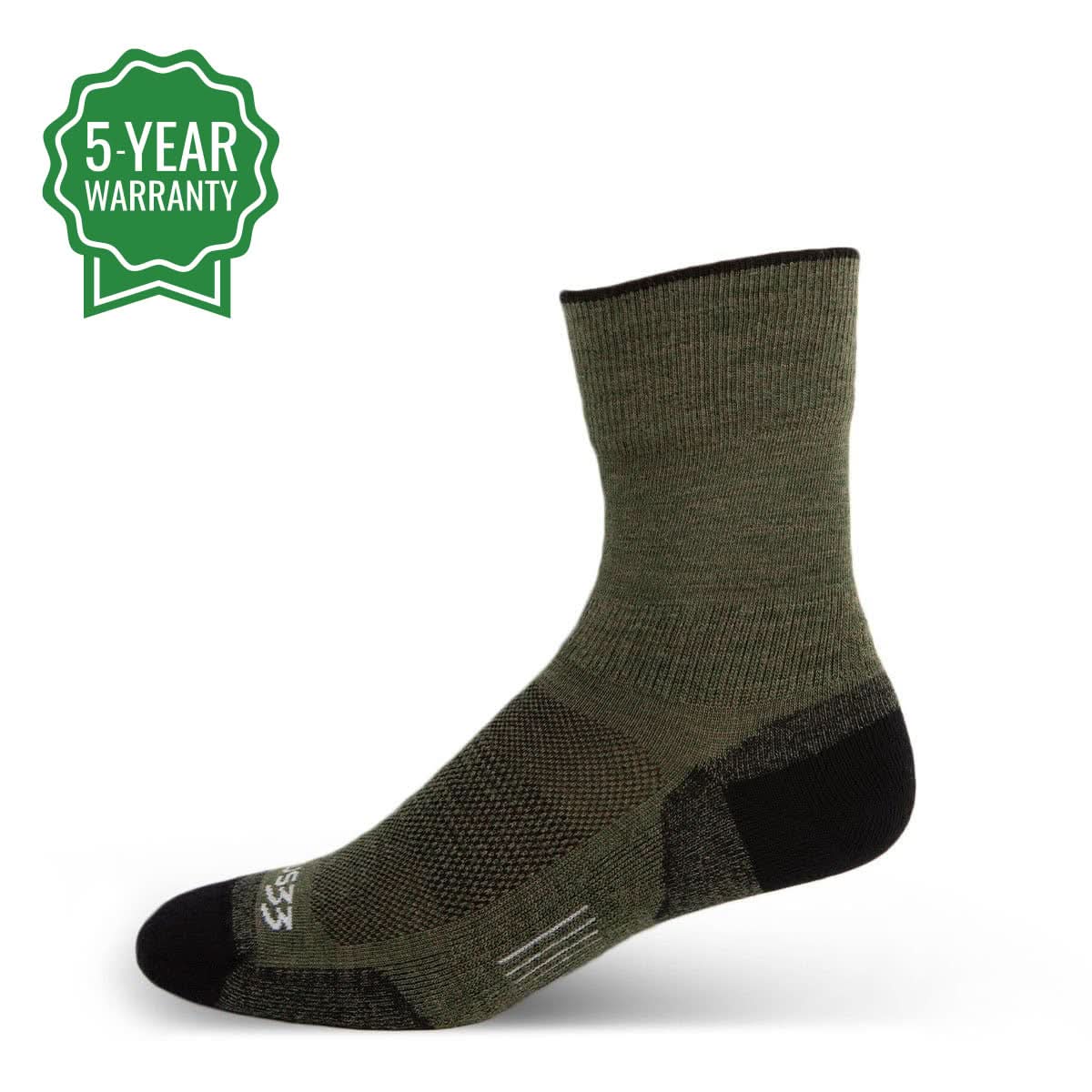 Mountain Heritage crew length cushioned merino wool socks for outdoor performance