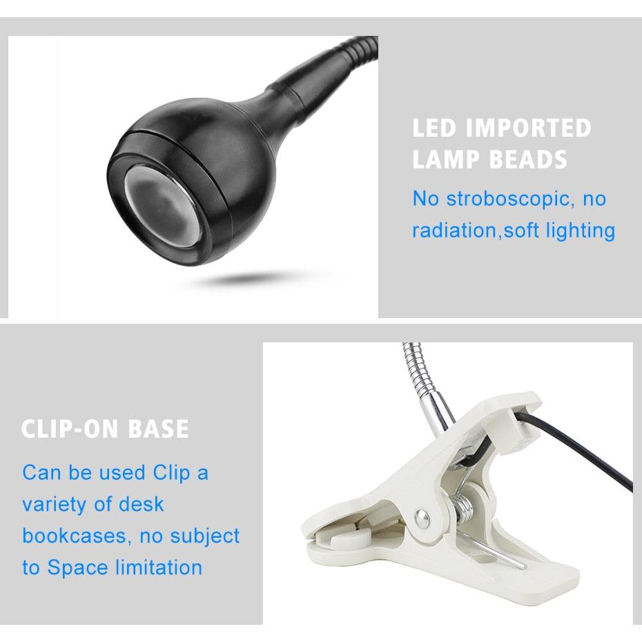 Flexible LED Clip-On Desk Lamp – Modern Minimalist Study Light