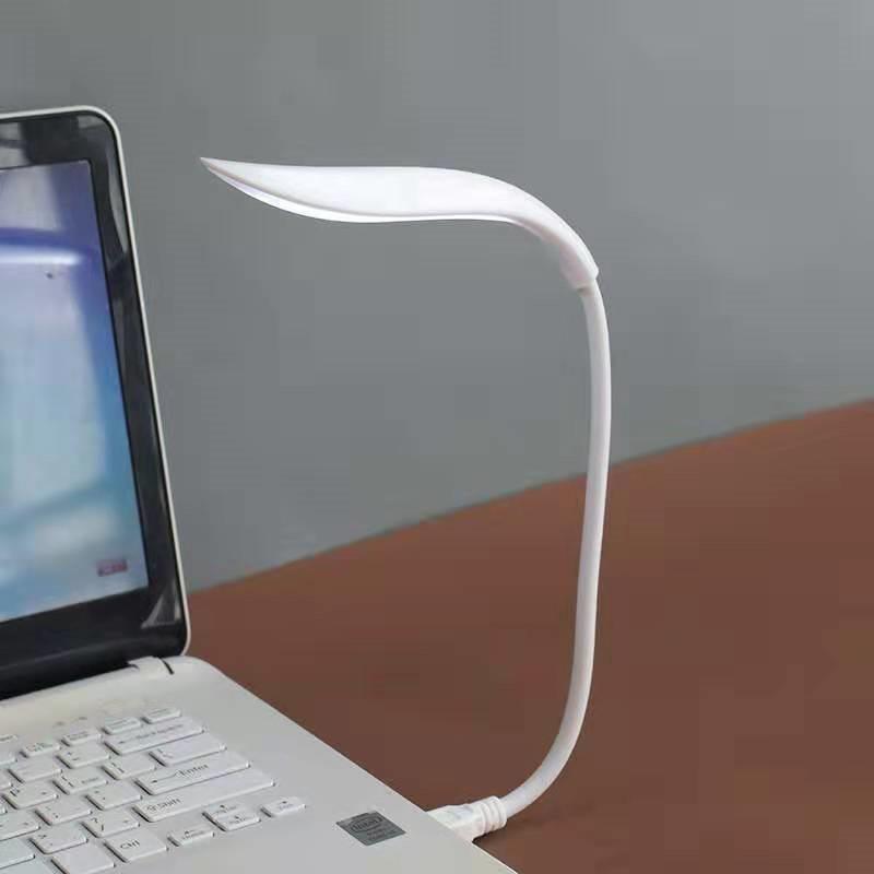 Foldable white and pink minimalist LED desk lamp with flexible neck