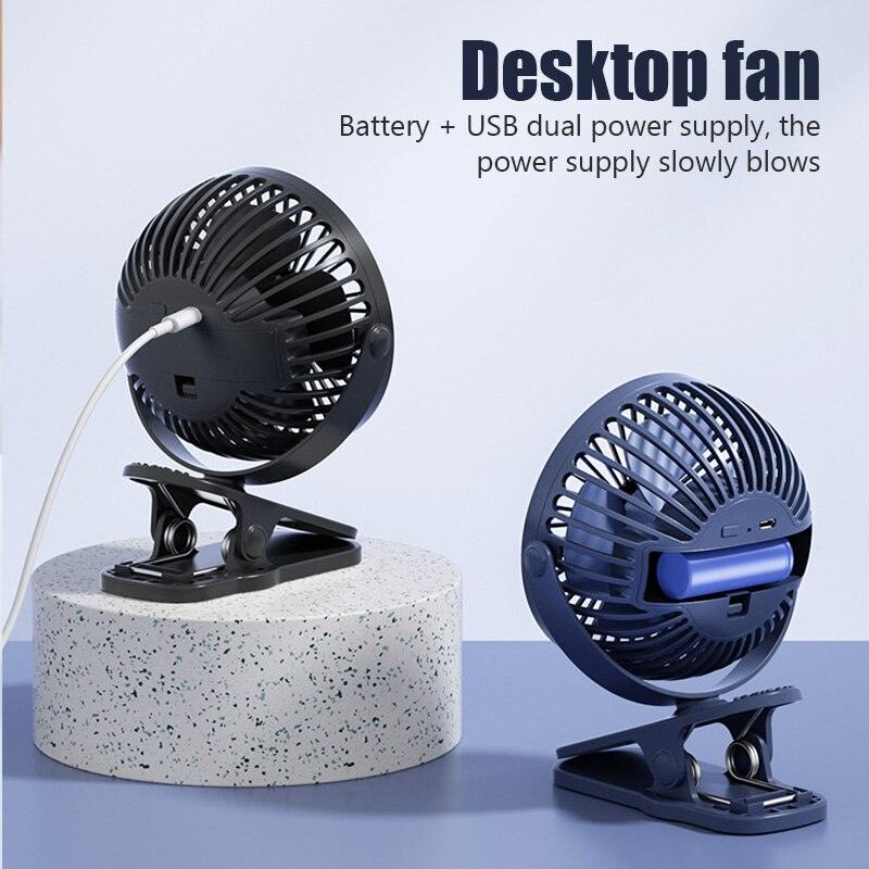 Portable Stroller Fan with Strong Clip, 3-Speed USB Rechargeable