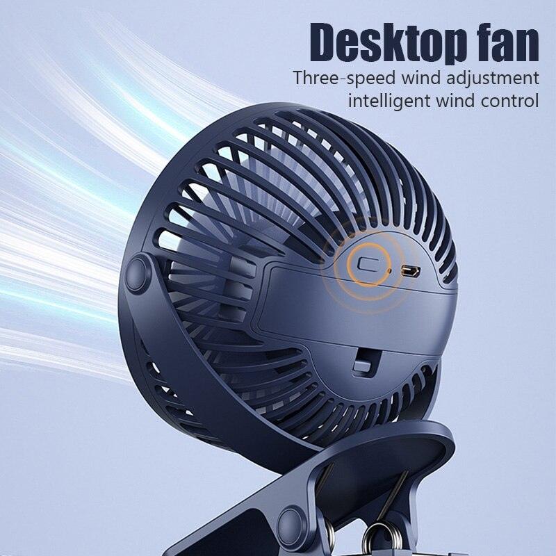 Portable Stroller Fan with Strong Clip, 3-Speed USB Rechargeable