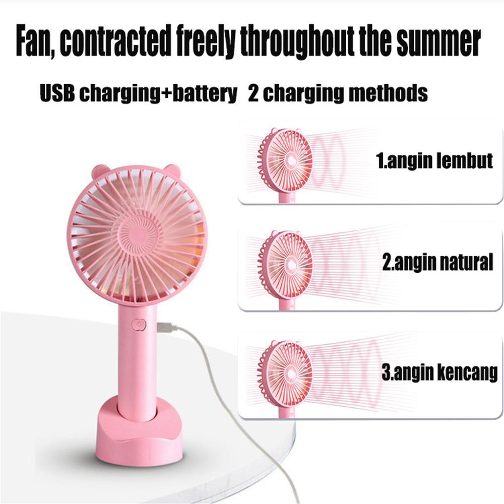 USB Handheld Personal Fan with Charging Base, Portable Silent Fan