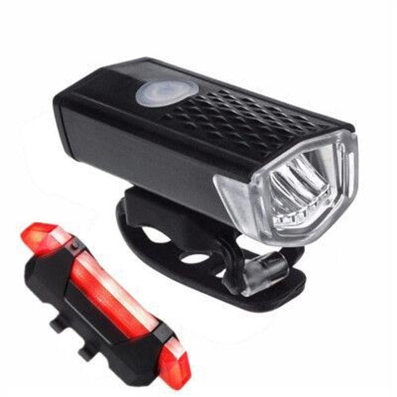 300 Lumen Waterproof USB LED Bike Headlight and Tail Light