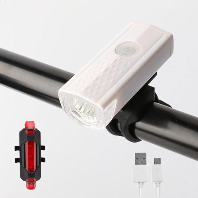 300 Lumen Waterproof USB LED Bike Headlight and Tail Light