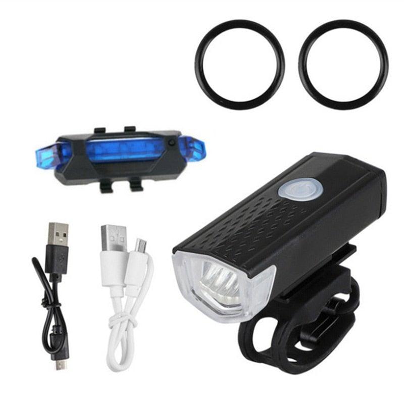 300 Lumen Waterproof USB LED Bike Headlight and Tail Light