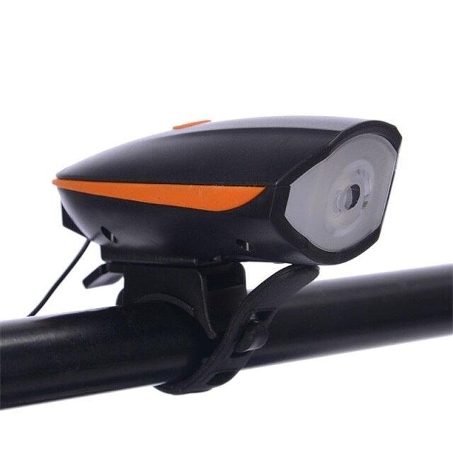 USB Rechargeable LED Bike Front Light with Electric Horn & Alarm