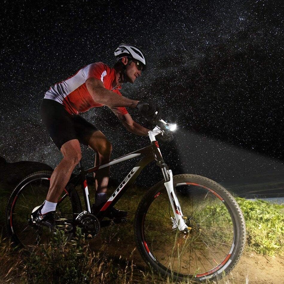 USB Rechargeable LED Bike Front Light with Electric Horn & Alarm