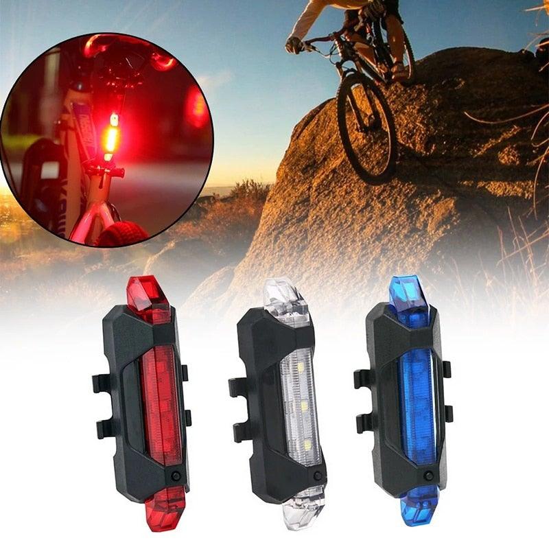 FRAME waterproof USB rechargeable LED bicycle tail light in black, red, white, and blue options