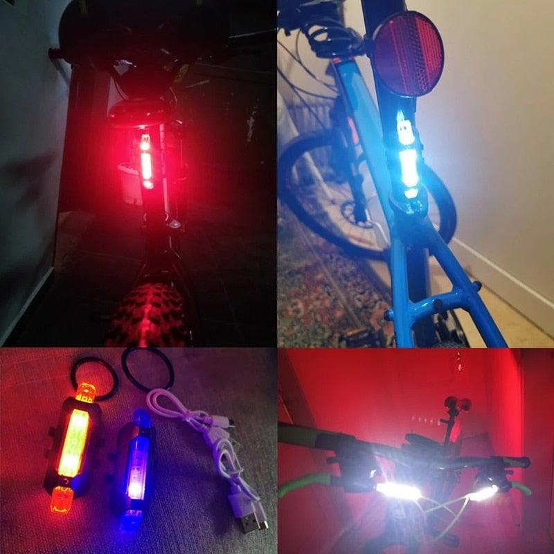 USB Rechargeable Waterproof LED Bike Safety Tail Light - 4 Colors