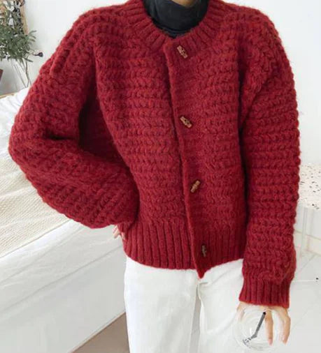 Women's Loose Single-Breasted Knit Cardigan Sweater Coat - Image 2