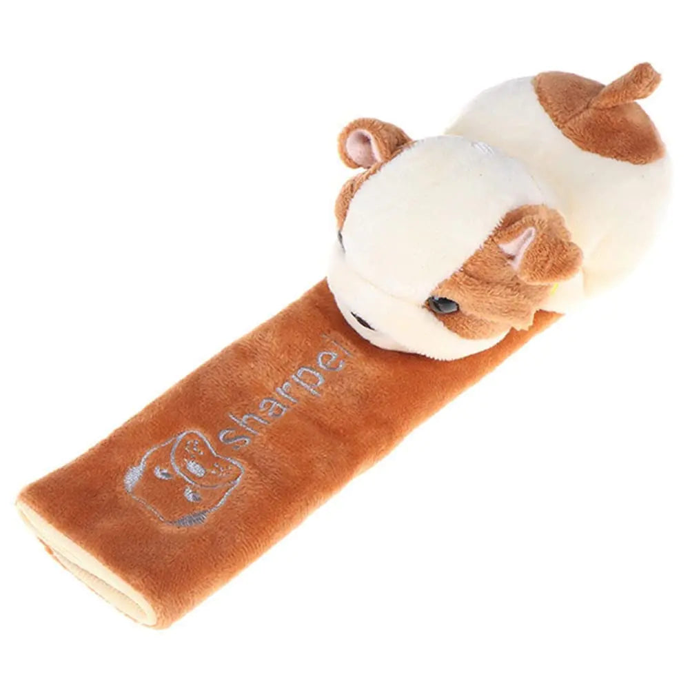 Katutude Car Seat Belt Cushion Car Seat Belt Strap Cover Cute Animal Plush Shoulder Strap Pad Seat Belt Cover Adjustable Super Soft Belt Protector for Kids Adults Brown Dog