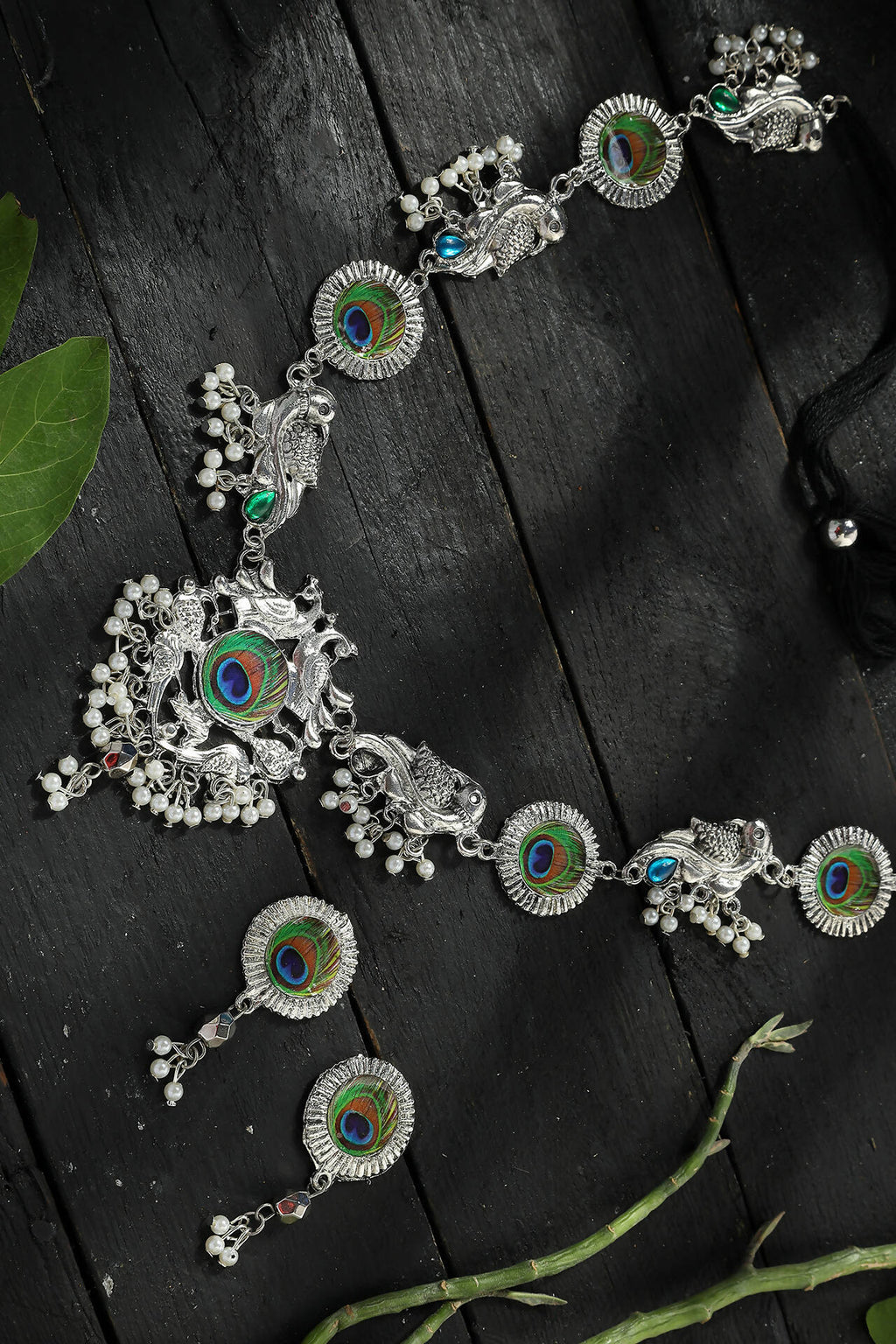 Oxidised Silver-Plated Brass Long Necklace for Women