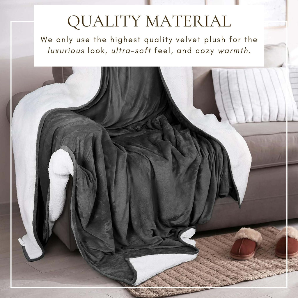 White Velvet Plush Sherpa Reversible Bed Blanket Ultra Soft - Image 31