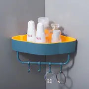 Triangular Adhesive Shelf with Hook for Bathroom