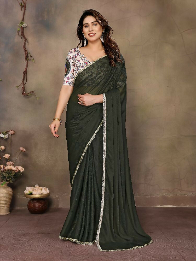 PR Fashion Mehen Star Georgette Solid Georgette With Mirror Border Saree