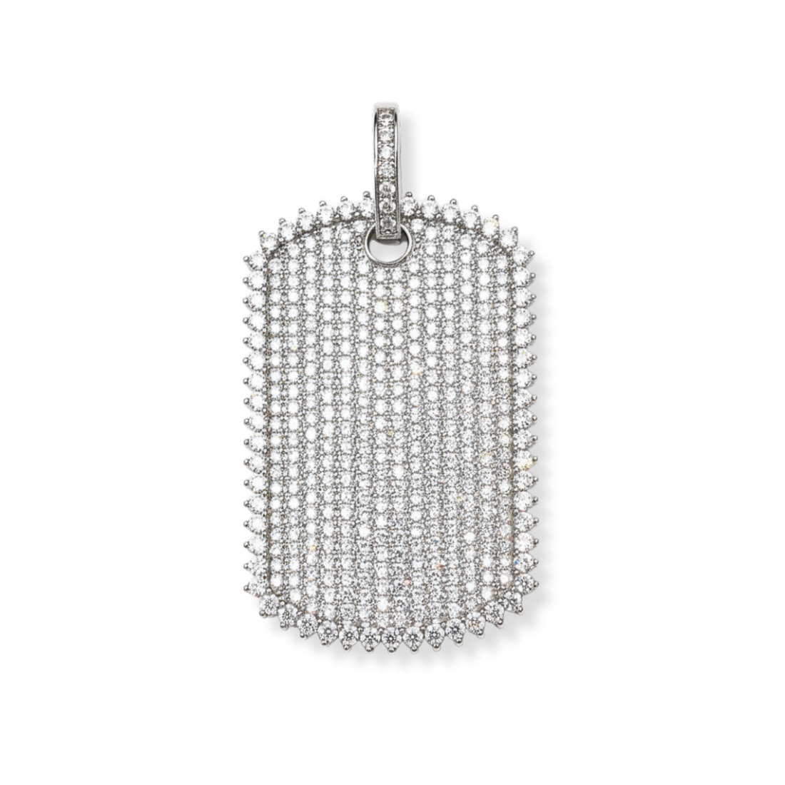 Moissanite Dog Tag Pendant in 925 Sterling Silver