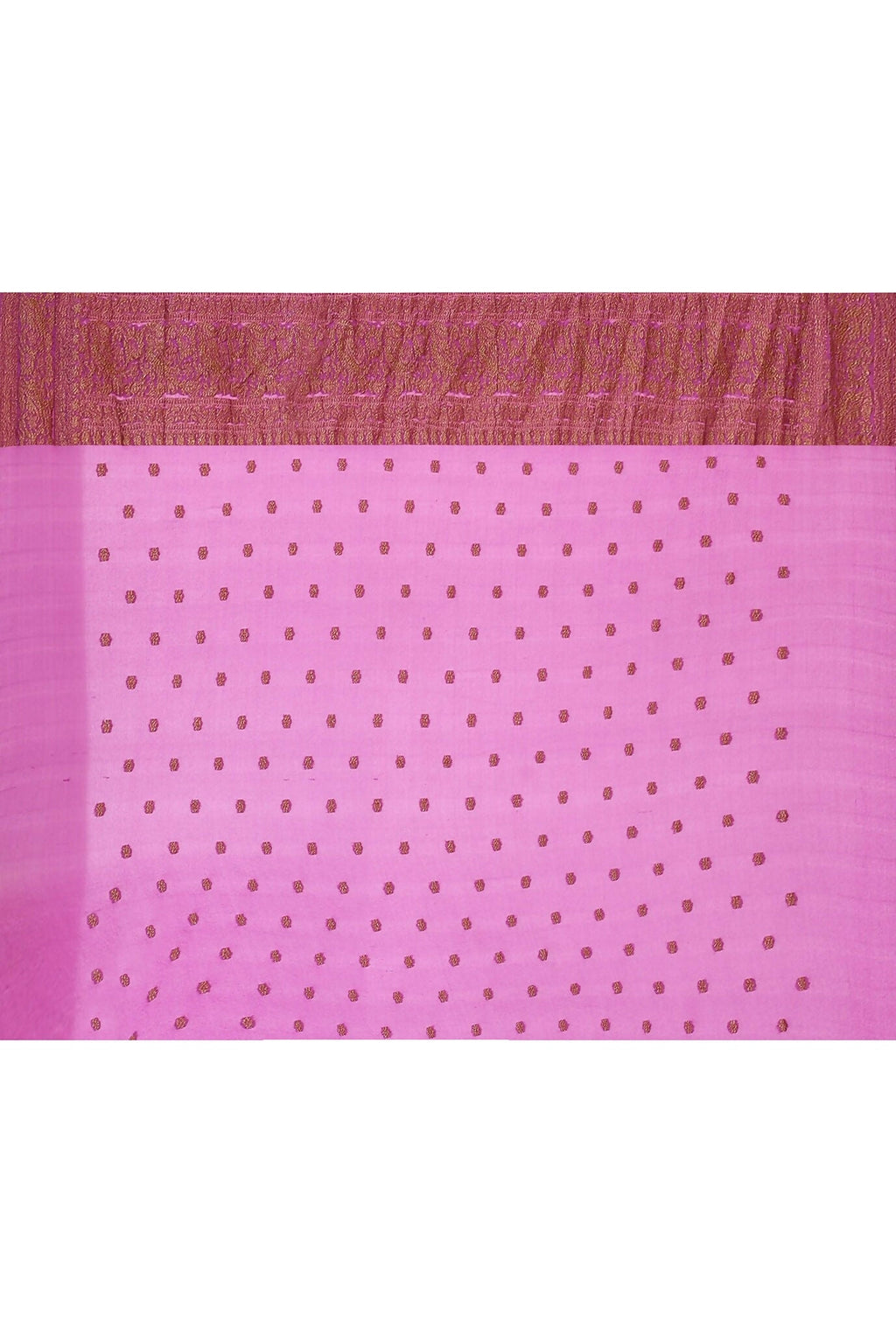 Hot Pink Crepe Chiffon Handloom Banarasi Silk Saree