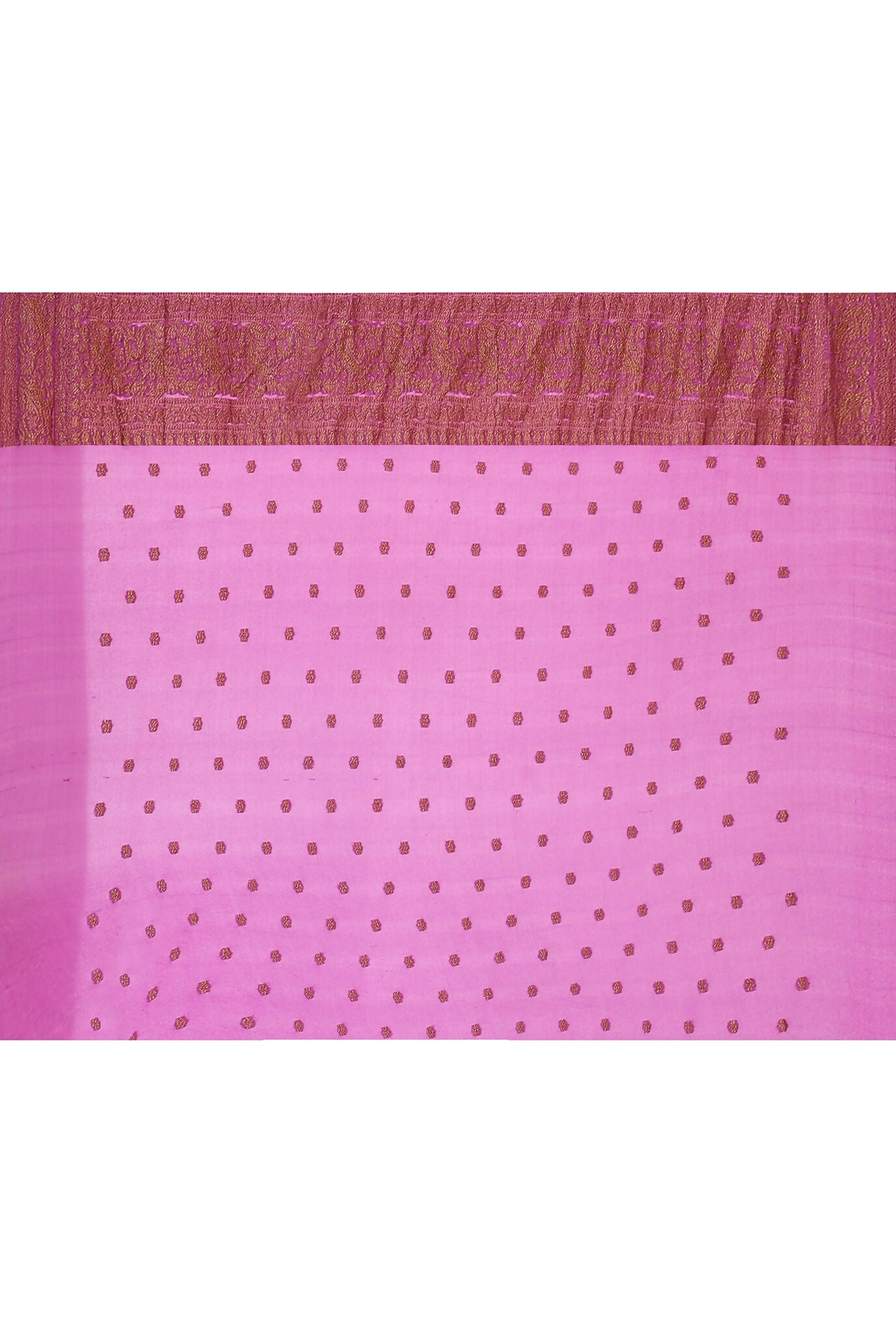 Hot Pink Crepe Chiffon Handloom Banarasi Silk Saree