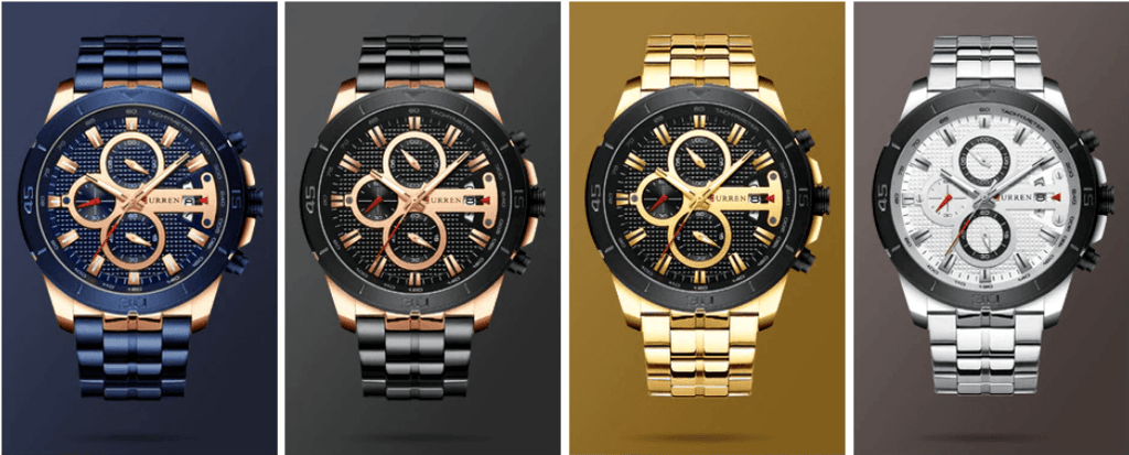 Men's Waterproof Chronograph Luxury Watch with Hardlex Dial