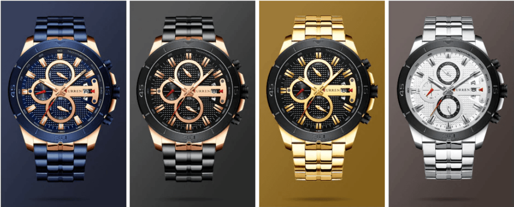 Men's Waterproof Chronograph Luxury Watch with Hardlex Dial