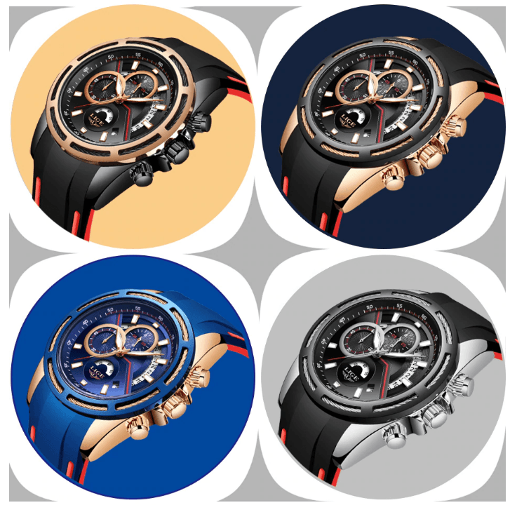 LIGE Men's Multifunction Sport Watch with Durable Rubber Strap