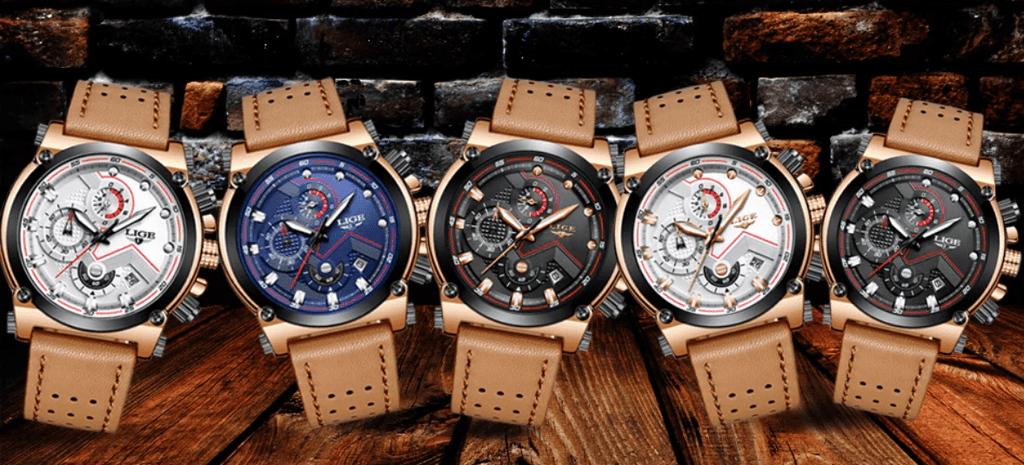 Modern Waterproof Quartz Watch with Genuine Leather Strap