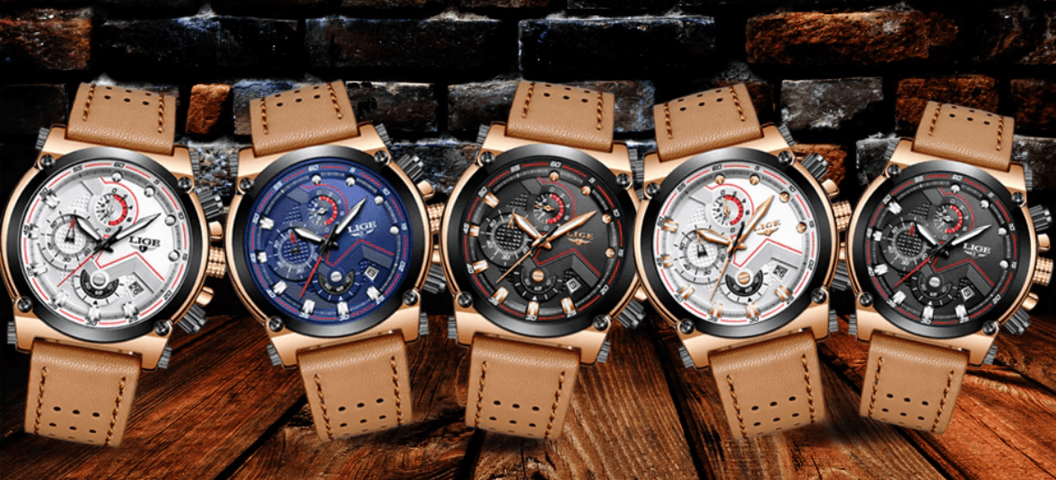 Modern Waterproof Quartz Watch with Genuine Leather Strap